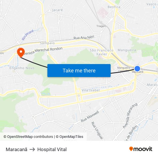 Maracanã to Hospital Vital map
