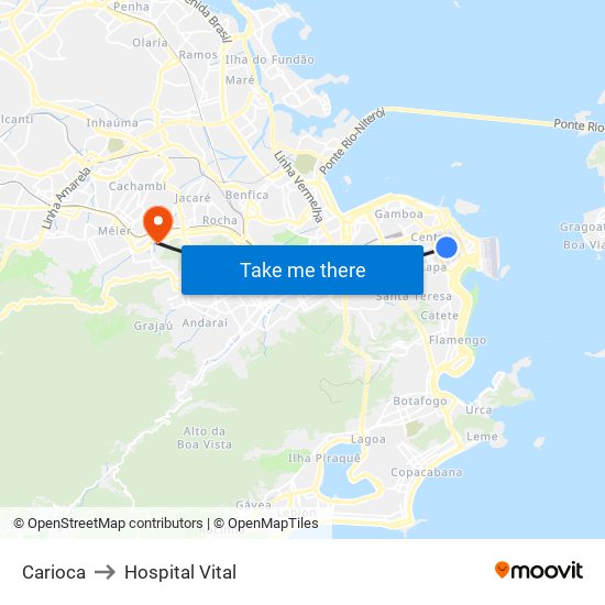 Carioca to Hospital Vital map