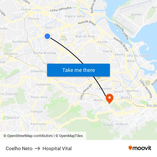 Coelho Neto to Hospital Vital map
