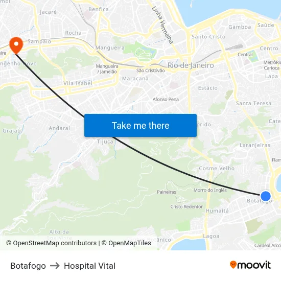 Botafogo to Hospital Vital map