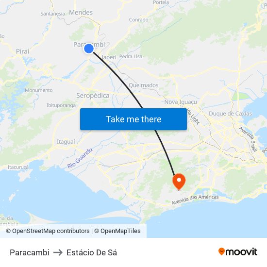 Paracambi to Estácio De Sá map