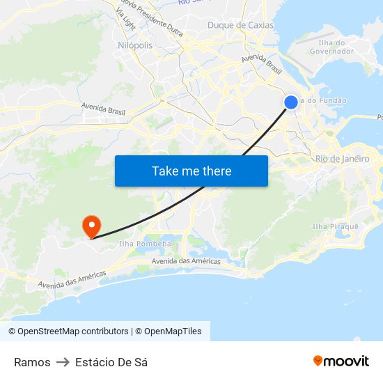 Ramos to Estácio De Sá map