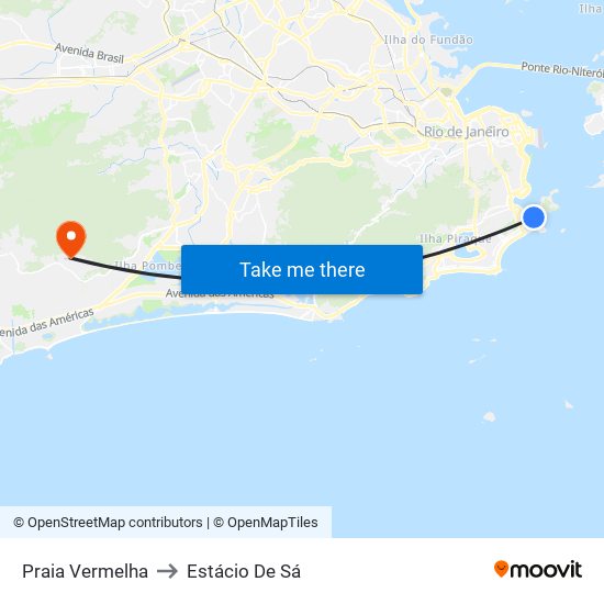 Praia Vermelha to Estácio De Sá map