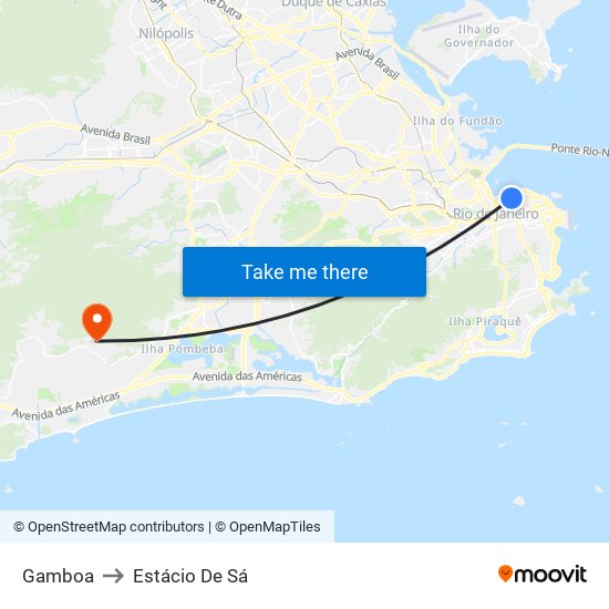 Gamboa to Estácio De Sá map