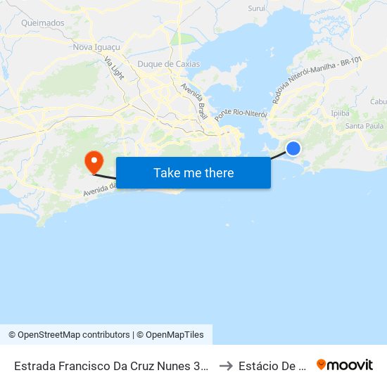 Estrada Francisco Da Cruz Nunes 321 to Estácio De Sá map
