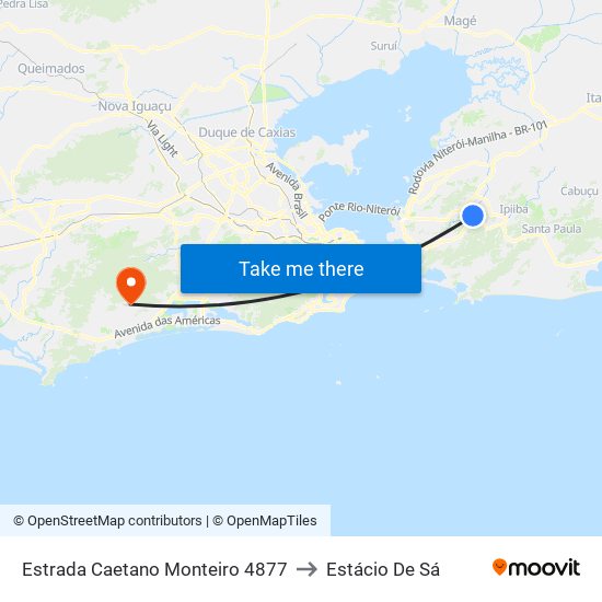 Estrada Caetano Monteiro 4877 to Estácio De Sá map