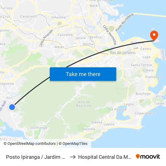 Posto Ipiranga / Jardim Clarice to Hospital Central Da Marinha map