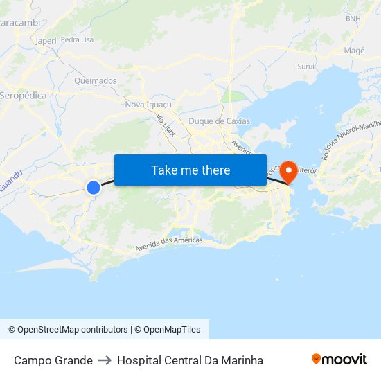 Campo Grande to Hospital Central Da Marinha map