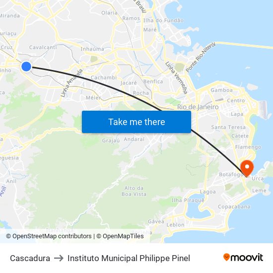 Cascadura to Instituto Municipal Philippe Pinel map