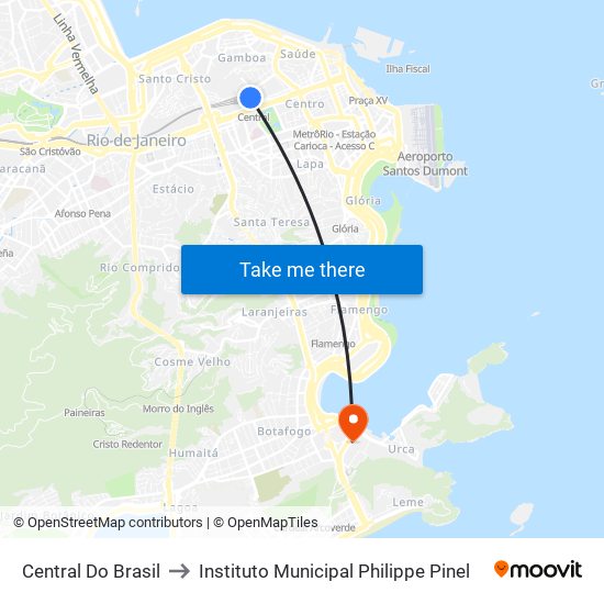 Central Do Brasil to Instituto Municipal Philippe Pinel map