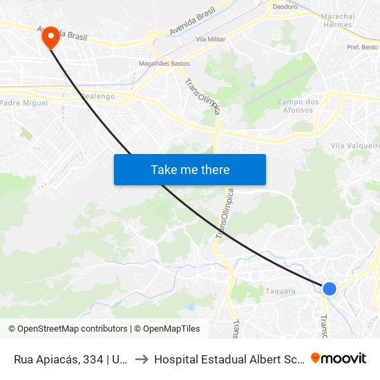 Rua Apiacás, 334 | Unisuam to Hospital Estadual Albert Schweitzer map