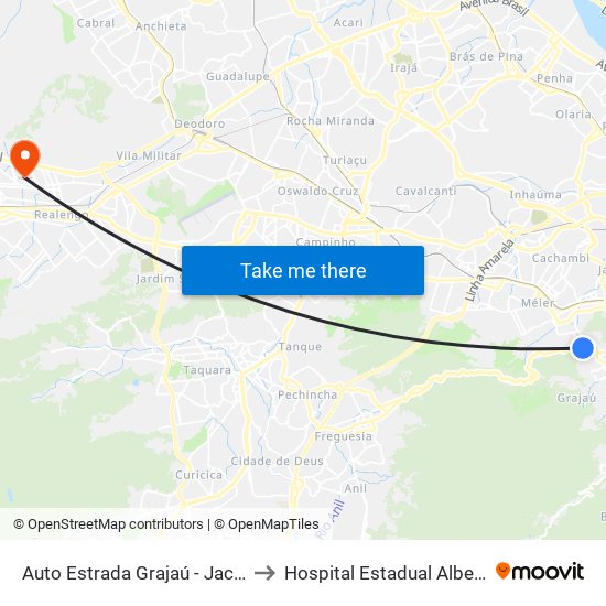 Auto Estrada Grajaú - Jacarepaguá, 601 to Hospital Estadual Albert Schweitzer map