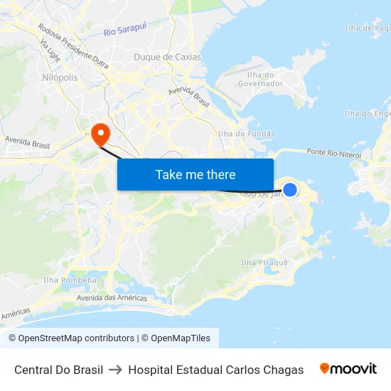 Central Do Brasil to Hospital Estadual Carlos Chagas map