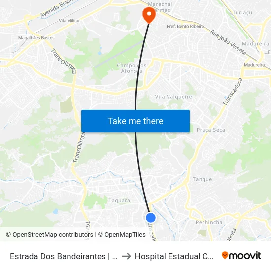 Estrada Dos Bandeirantes | Fórum Taquara to Hospital Estadual Carlos Chagas map