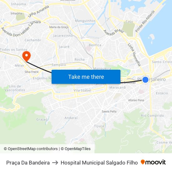 Praça Da Bandeira to Hospital Municipal Salgado Filho map