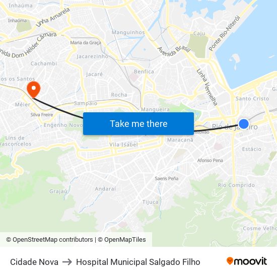 Cidade Nova to Hospital Municipal Salgado Filho map