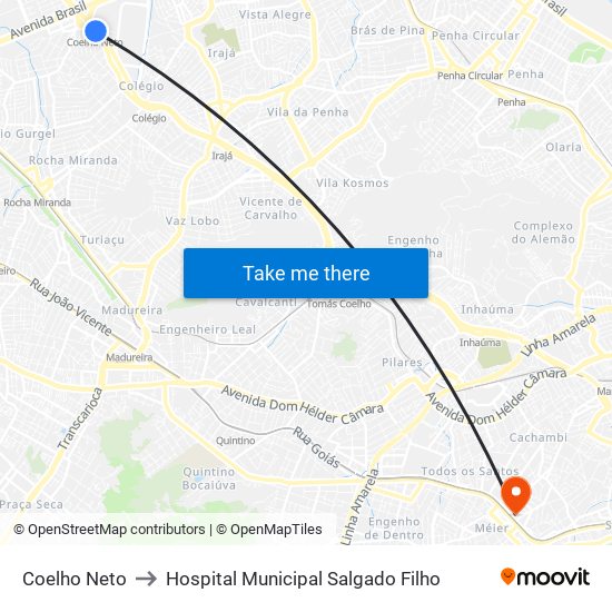 Coelho Neto to Hospital Municipal Salgado Filho map