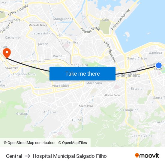 Central to Hospital Municipal Salgado Filho map