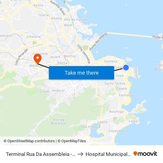 Terminal Rua Da Assembleia - Linhas 2111 E 2112 to Hospital Municipal Salgado Filho map