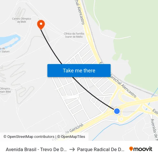 Avenida Brasil - Trevo De Deodoro to Parque Radical De Deodoro map