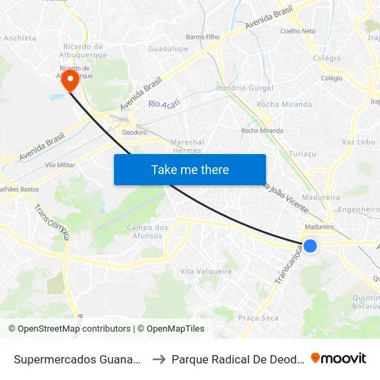 Supermercados Guanabara to Parque Radical De Deodoro map