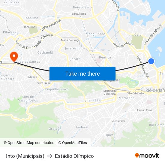 Into (Municipais) to Estádio Olímpico map