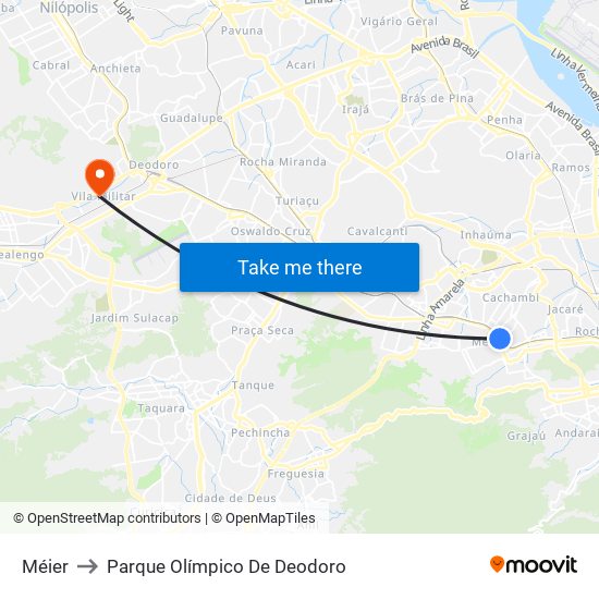 Méier to Parque Olímpico De Deodoro map