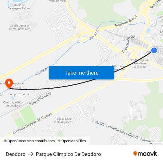 Deodoro to Parque Olímpico De Deodoro map