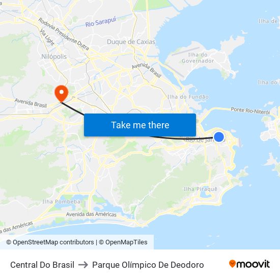 Central Do Brasil to Parque Olímpico De Deodoro map