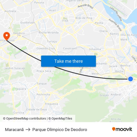 Maracanã to Parque Olímpico De Deodoro map