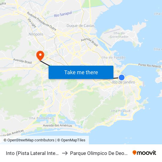 Into (Pista Lateral Interna) to Parque Olímpico De Deodoro map