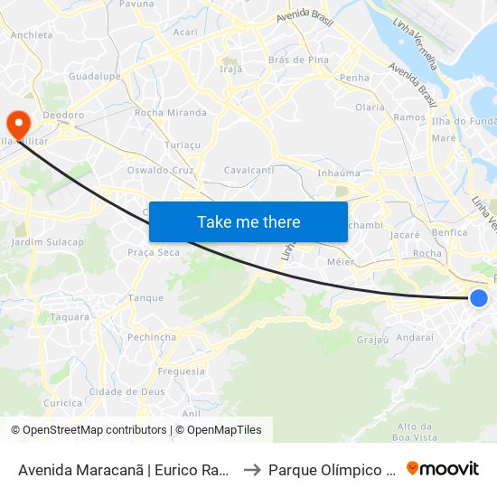 Avenida Maracanã | Eurico Rabêlo (Pista Central) to Parque Olímpico De Deodoro map