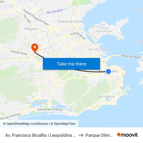 Av. Francisco Bicalho | Leopoldina (Sentido São Cristóvão / Rodoviária) to Parque Olímpico De Deodoro map