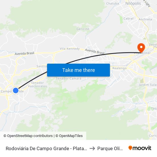 Rodoviária De Campo Grande - Plataforma D (Campo Grande E Jabour - Executivo) to Parque Olímpico De Deodoro map