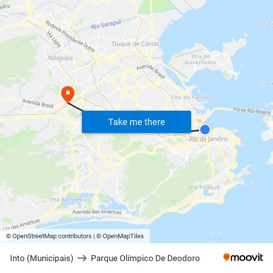 Into (Municipais) to Parque Olímpico De Deodoro map