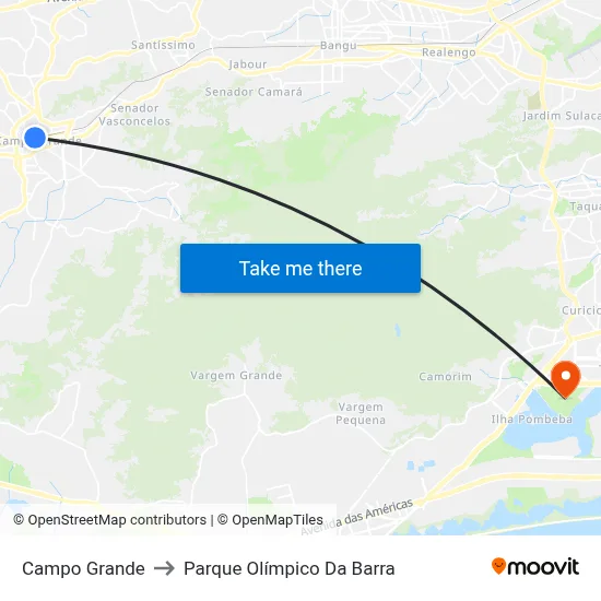 Campo Grande to Parque Olímpico Da Barra map