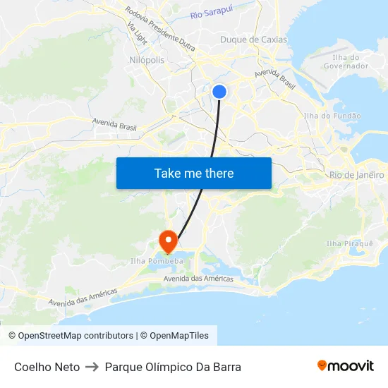 Coelho Neto to Parque Olímpico Da Barra map