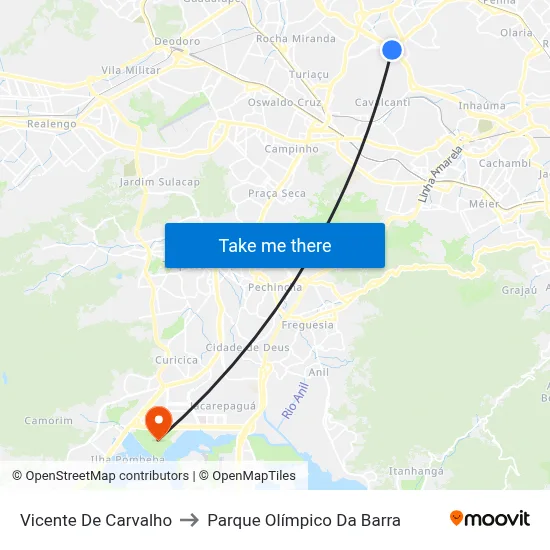 Vicente De Carvalho to Parque Olímpico Da Barra map