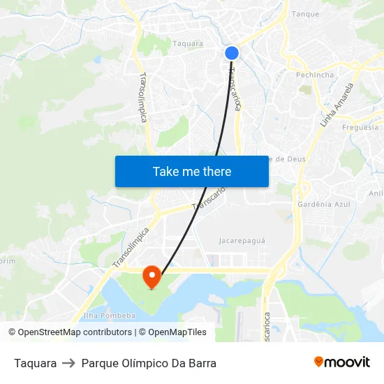 Taquara to Parque Olímpico Da Barra map