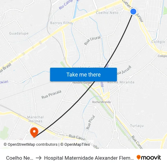 Coelho Neto to Hospital Maternidade Alexander Fleming map
