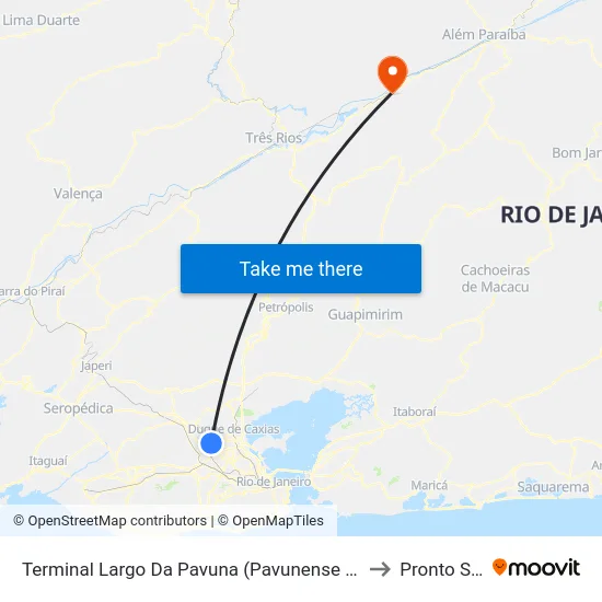Terminal Largo Da Pavuna (Pavunense - Linhas Via Av. Brasil) to Pronto Socorro map