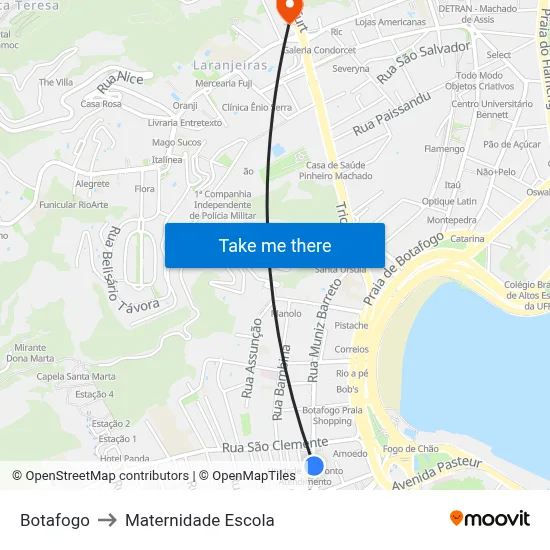 Botafogo to Maternidade Escola map