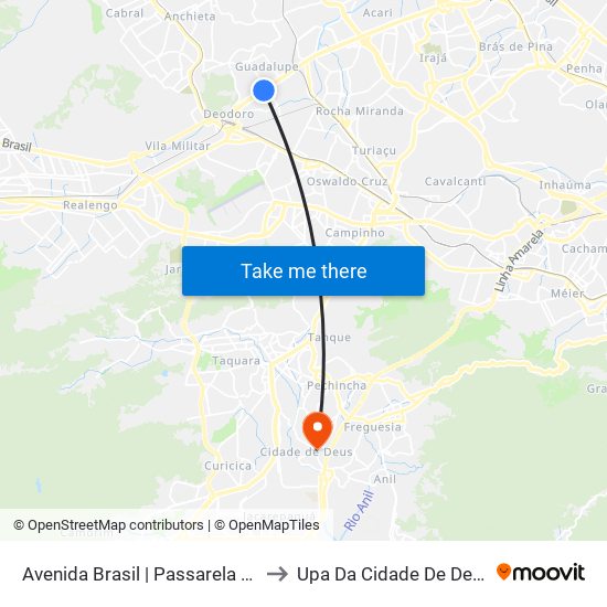 Avenida Brasil | Passarela 31 to Upa Da Cidade De Deus map