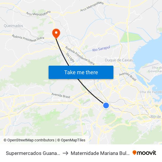 Supermercados Guanabara to Maternidade Mariana Bulhões map