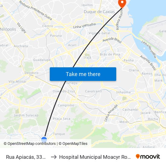 Rua Apiacás, 334 | Unisuam to Hospital Municipal Moacyr Rodrigues Do Carmo map