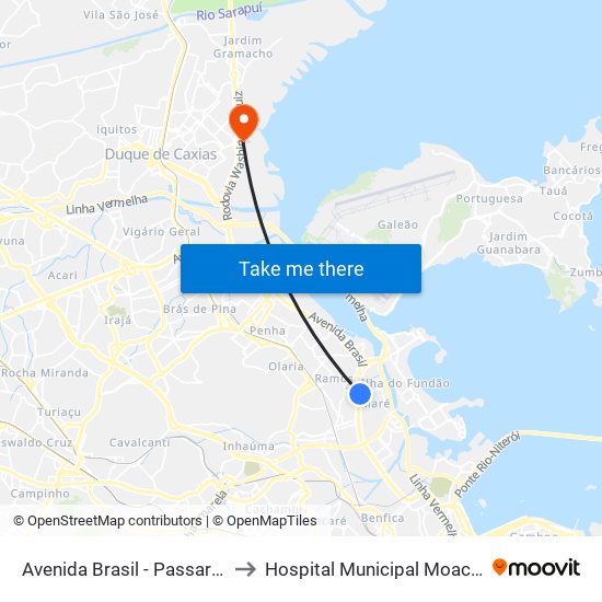 Avenida Brasil - Passarela 09 (Nova Holanda) to Hospital Municipal Moacyr Rodrigues Do Carmo map