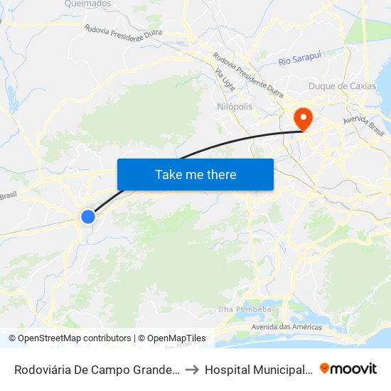 Rodoviária De Campo Grande - Plataforma A (Jabour) to Hospital Municipal Ronaldo Gazolla map