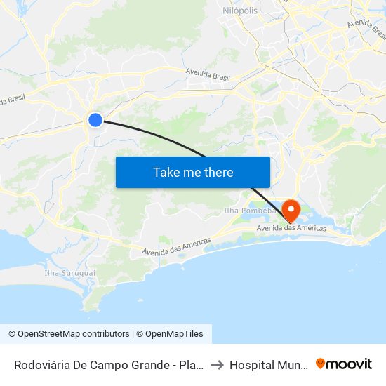 Rodoviária De Campo Grande - Plataforma D (Campo Grande E Jabour - Executivo) to Hospital Municipal Lourenço Jorge map