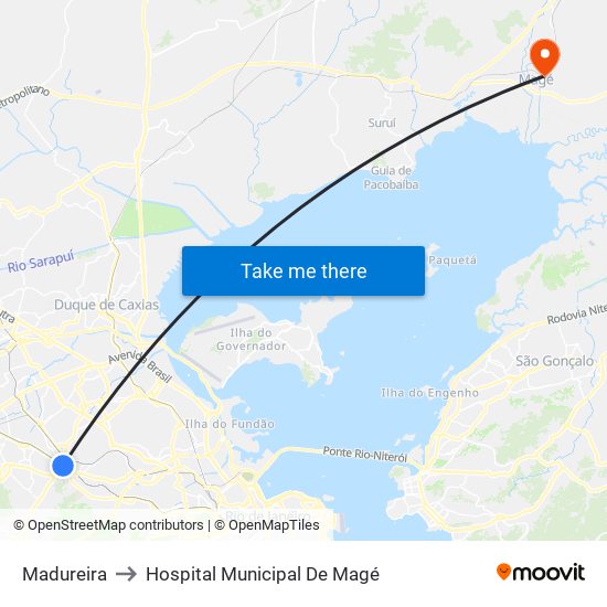 Madureira to Hospital Municipal De Magé map
