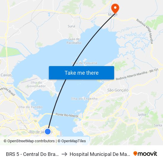 BRS 5 - Central Do Brasil to Hospital Municipal De Magé map